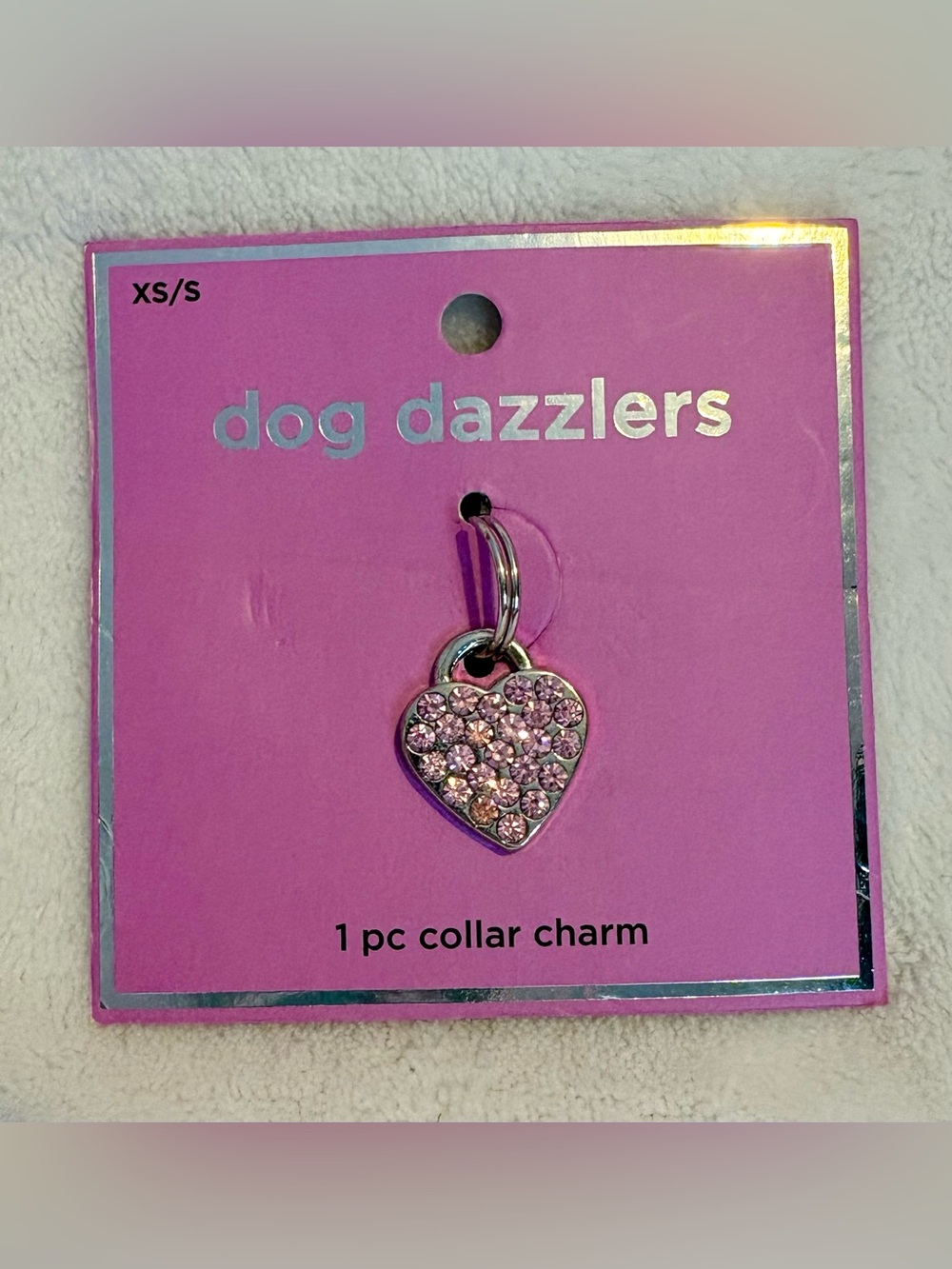 Dog Dazzlers Pink Crystal Heart Collar Charm